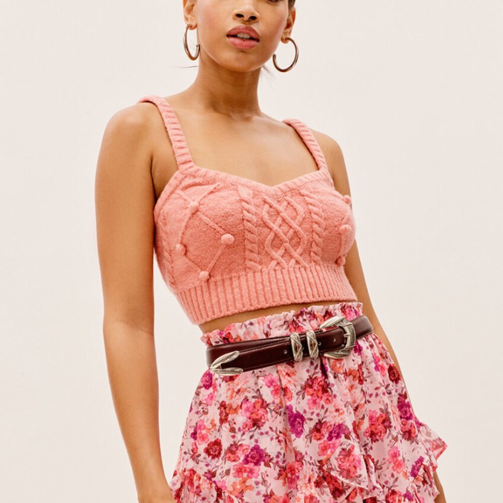 For Love and Lemons Florentina Sweater Tank in Rose